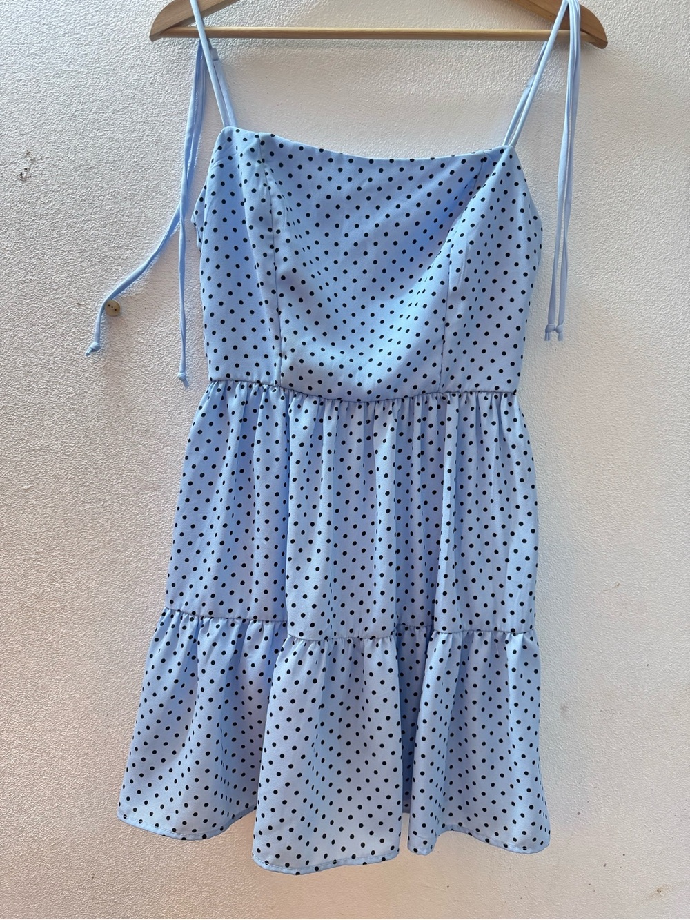 Emerald Sundae Light Blue Polka Dot Tiered Sundress
